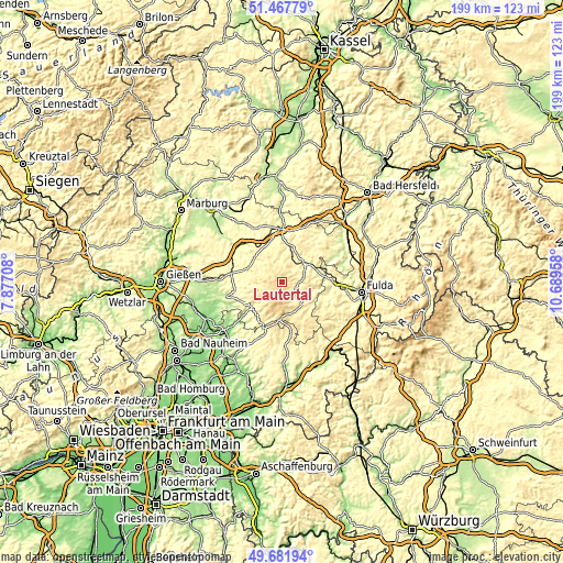 Topographic map of Lautertal