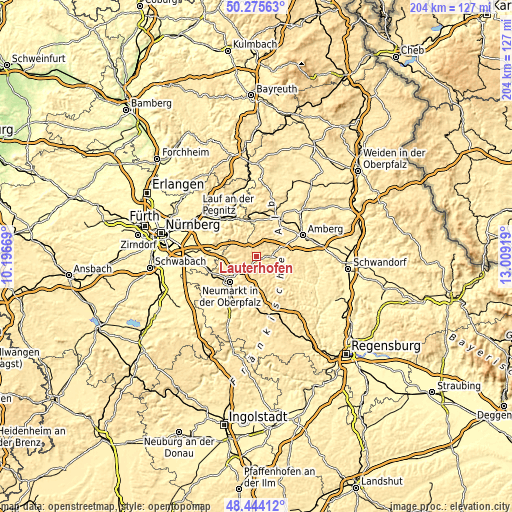 Topographic map of Lauterhofen