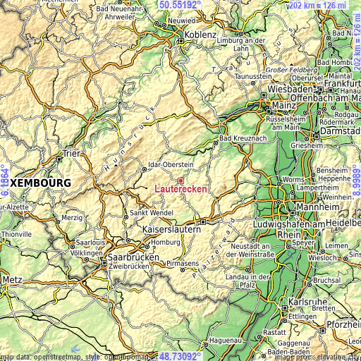 Topographic map of Lauterecken