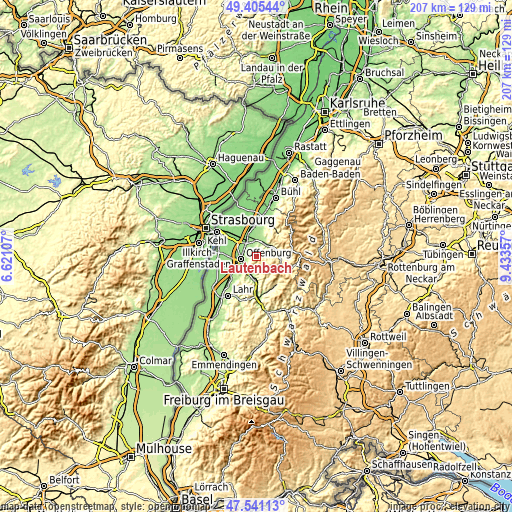 Topographic map of Lautenbach