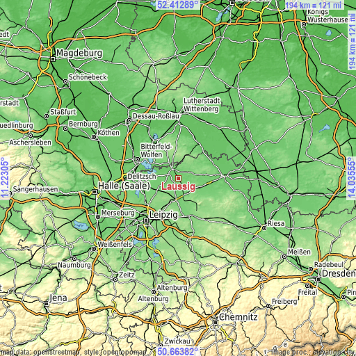 Topographic map of Laußig