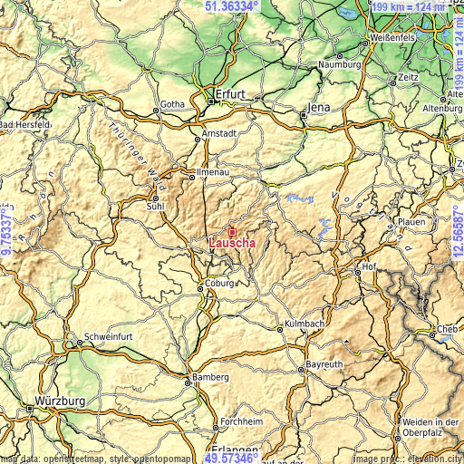 Topographic map of Lauscha