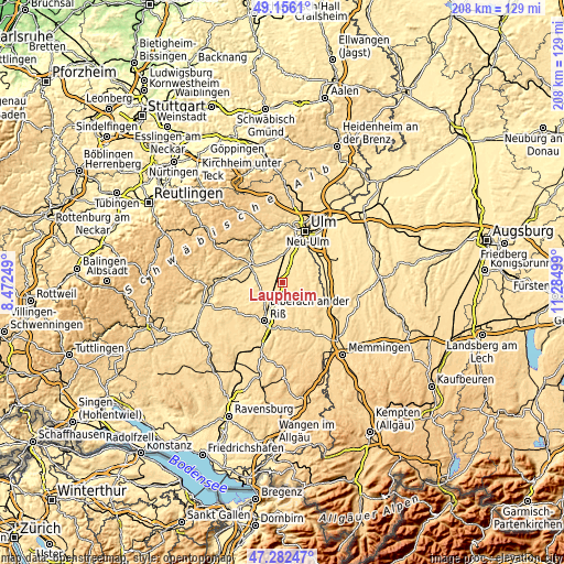 Topographic map of Laupheim