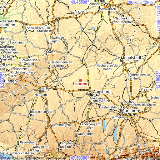 Topographic map of Laugna