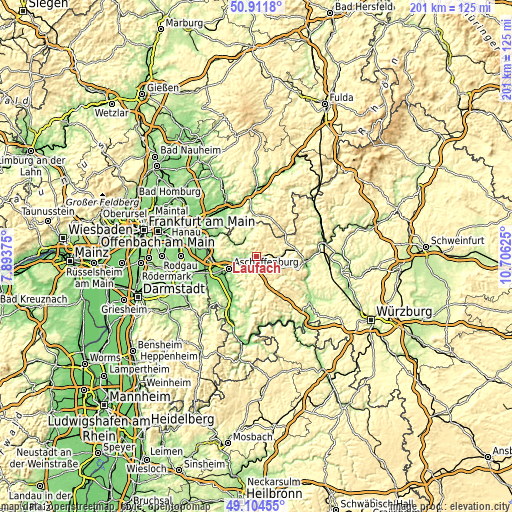 Topographic map of Laufach