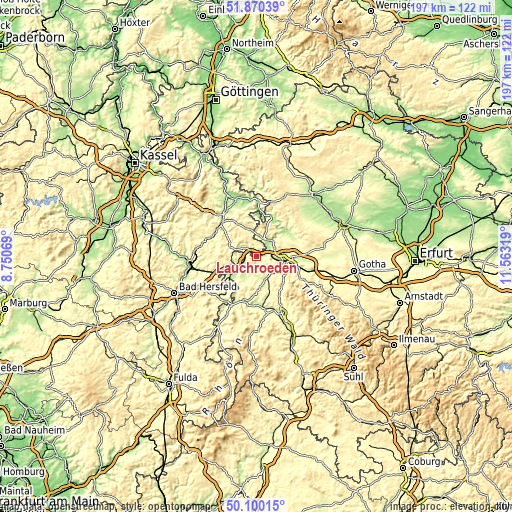 Topographic map of Lauchröden