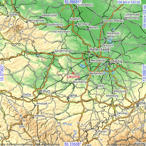 Topographic map of Laucha