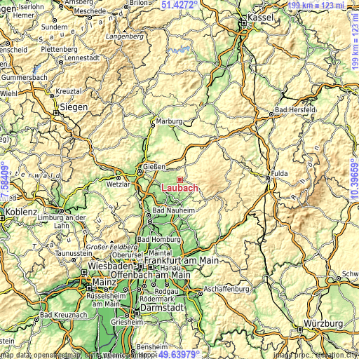 Topographic map of Laubach
