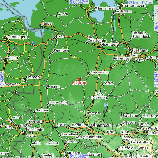 Topographic map of Lastrup