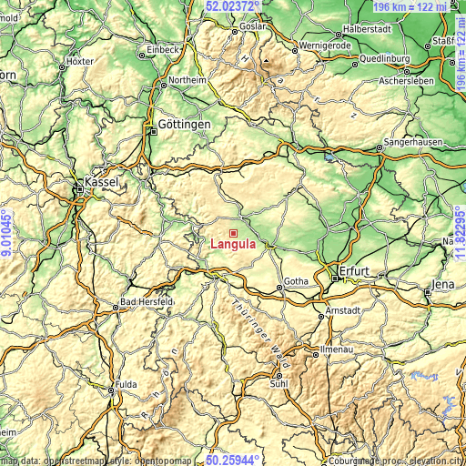 Topographic map of Langula