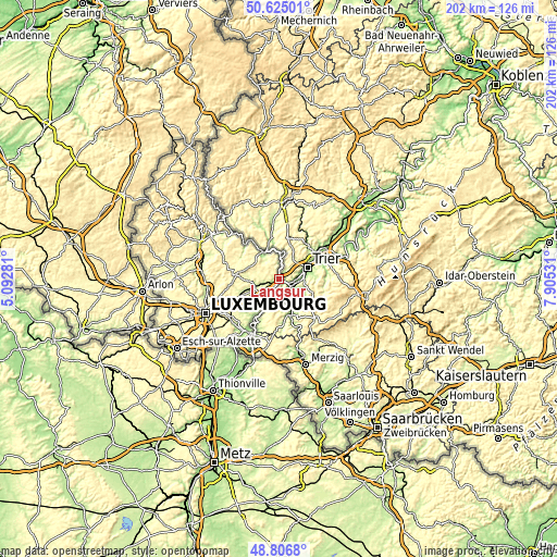 Topographic map of Langsur