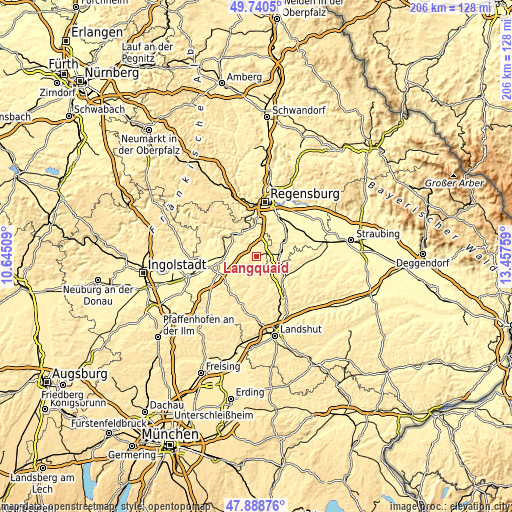 Topographic map of Langquaid