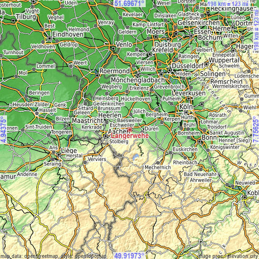 Topographic map of Langerwehe