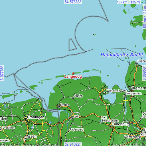 Topographic map of Langeoog