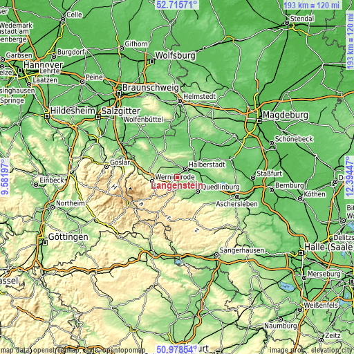 Topographic map of Langenstein