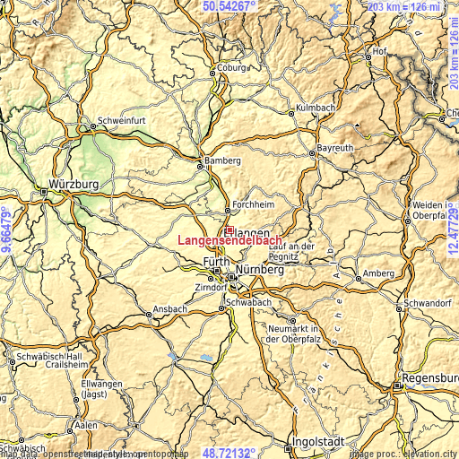 Topographic map of Langensendelbach