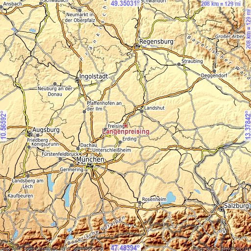 Topographic map of Langenpreising