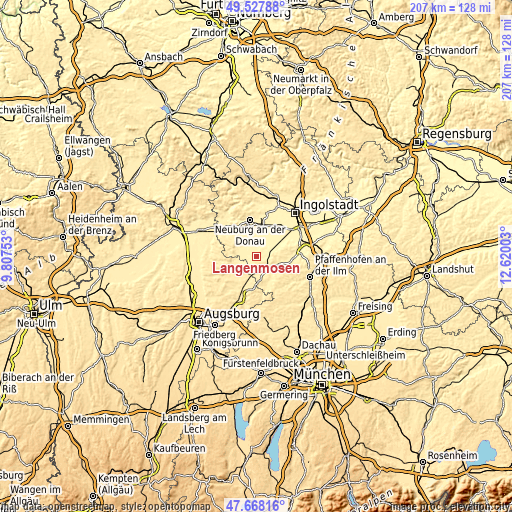 Topographic map of Langenmosen