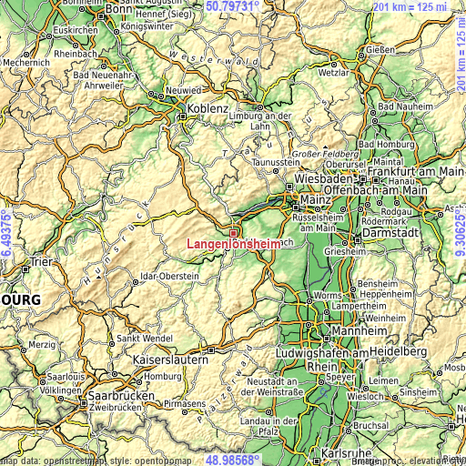 Topographic map of Langenlonsheim