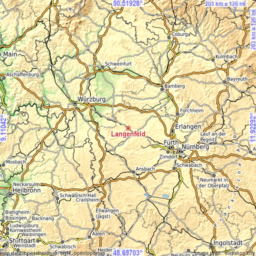 Topographic map of Langenfeld