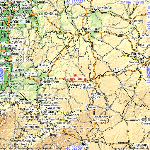 Topographic map of Langenburg