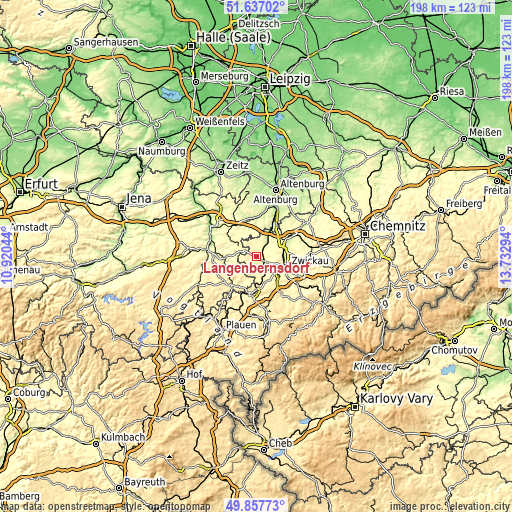 Topographic map of Langenbernsdorf