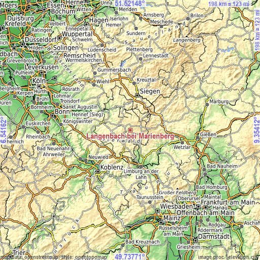 Topographic map of Langenbach bei Marienberg