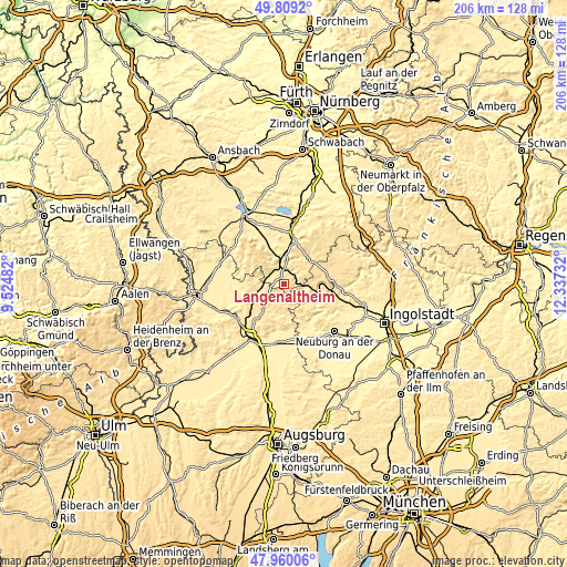 Topographic map of Langenaltheim