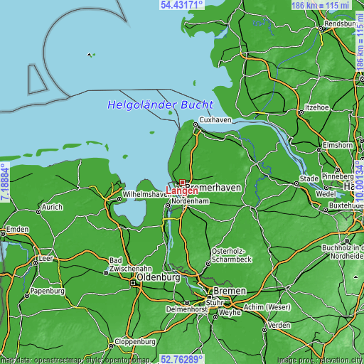 Topographic map of Langen
