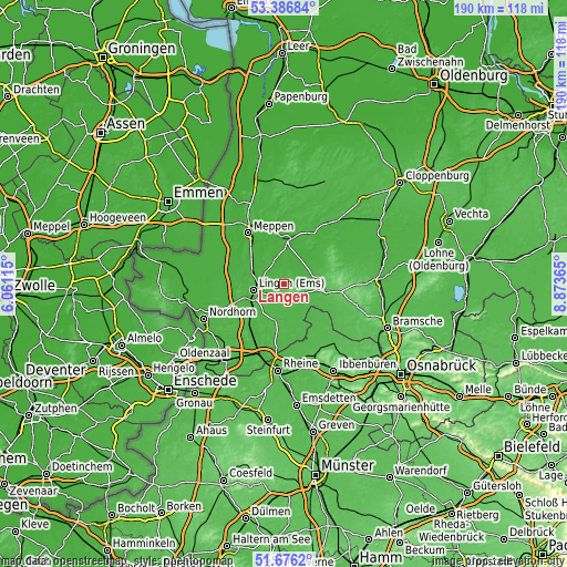 Topographic map of Langen