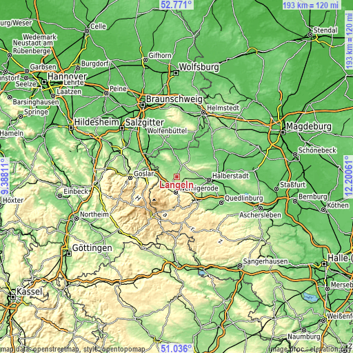 Topographic map of Langeln