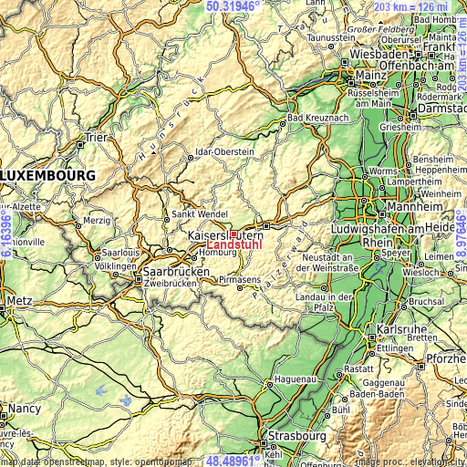 Topographic map of Landstuhl