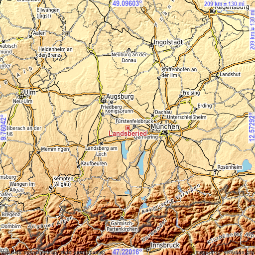 Topographic map of Landsberied