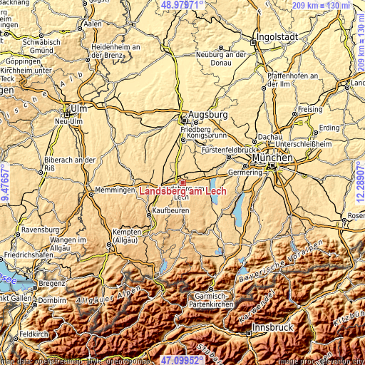 Topographic map of Landsberg am Lech