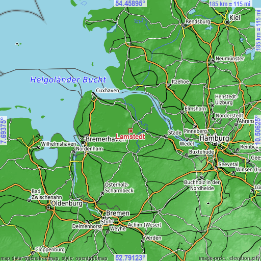 Topographic map of Lamstedt