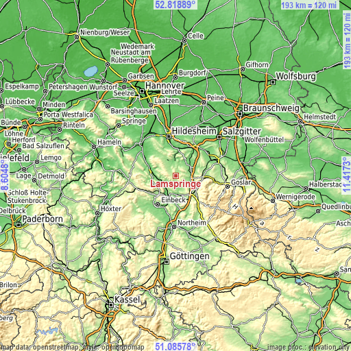 Topographic map of Lamspringe