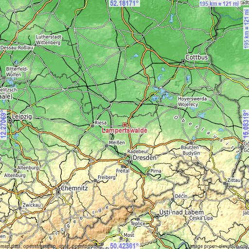 Topographic map of Lampertswalde