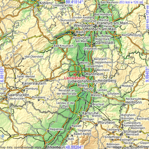 Topographic map of Lambsheim