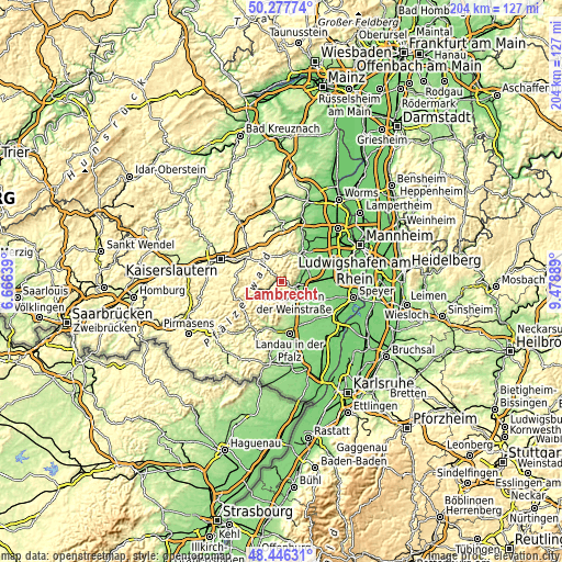Topographic map of Lambrecht