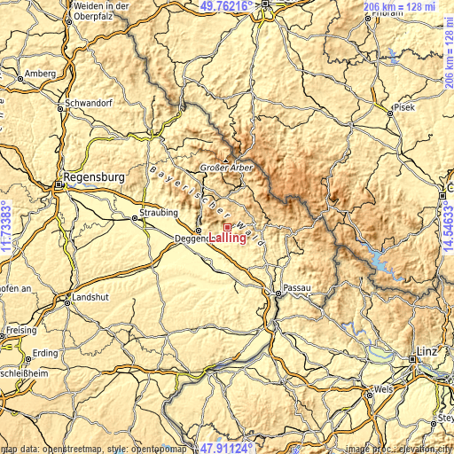 Topographic map of Lalling