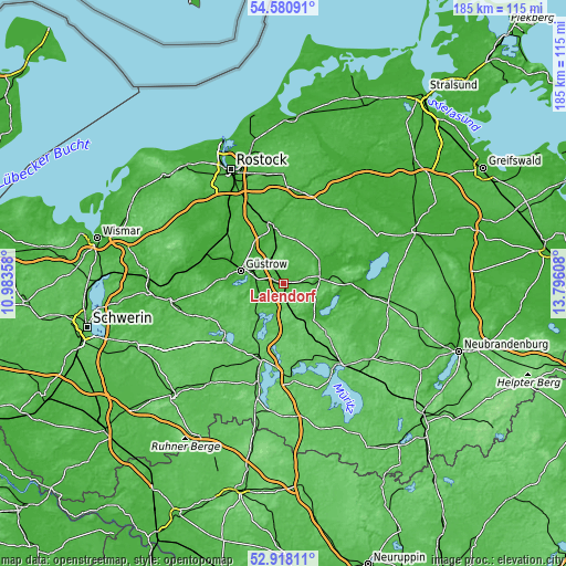 Topographic map of Lalendorf