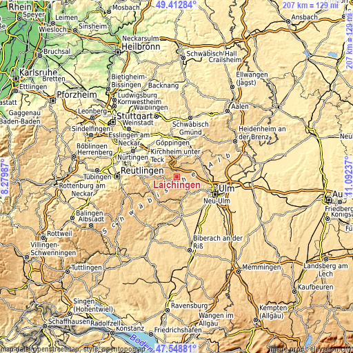 Topographic map of Laichingen