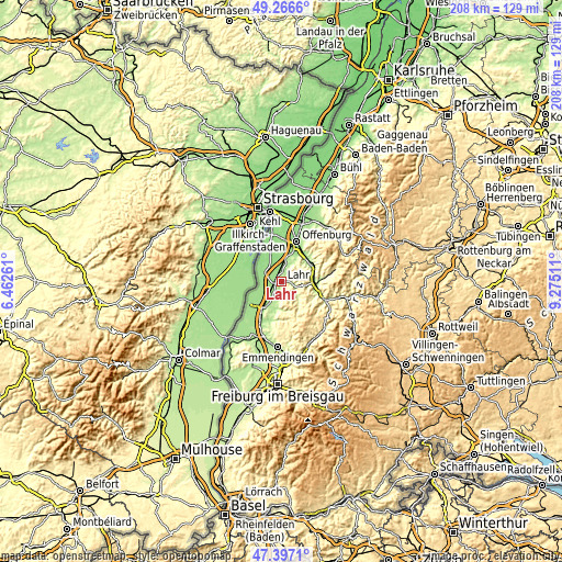 Topographic map of Lahr