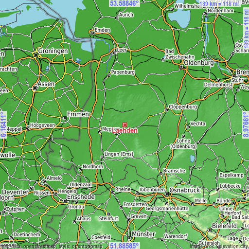 Topographic map of Lähden