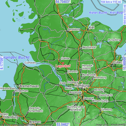 Topographic map of Lägerdorf