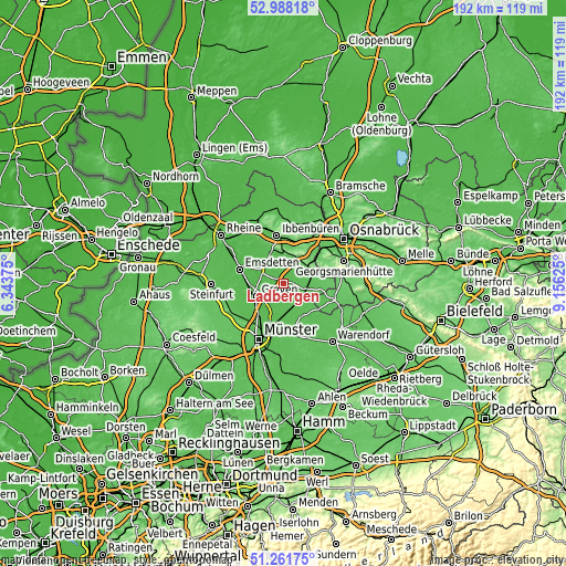 Topographic map of Ladbergen