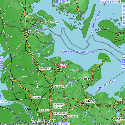 Topographic map of Laboe