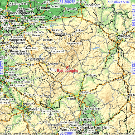 Topographic map of Bad Laasphe