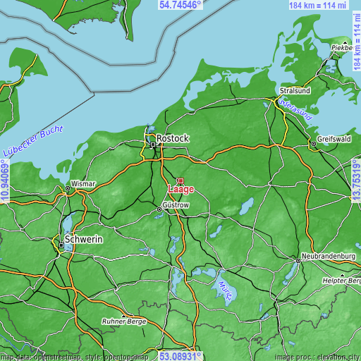 Topographic map of Laage