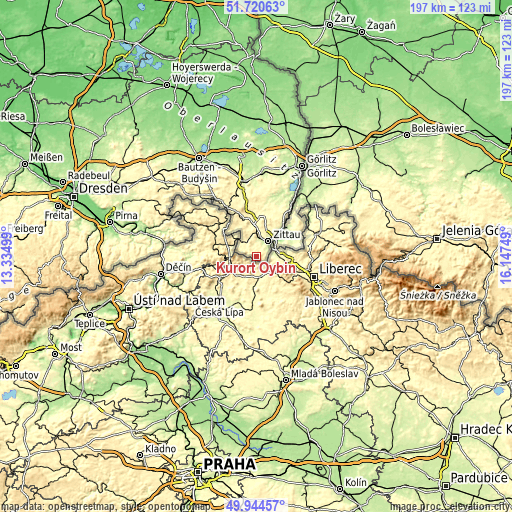 Topographic map of Kurort Oybin